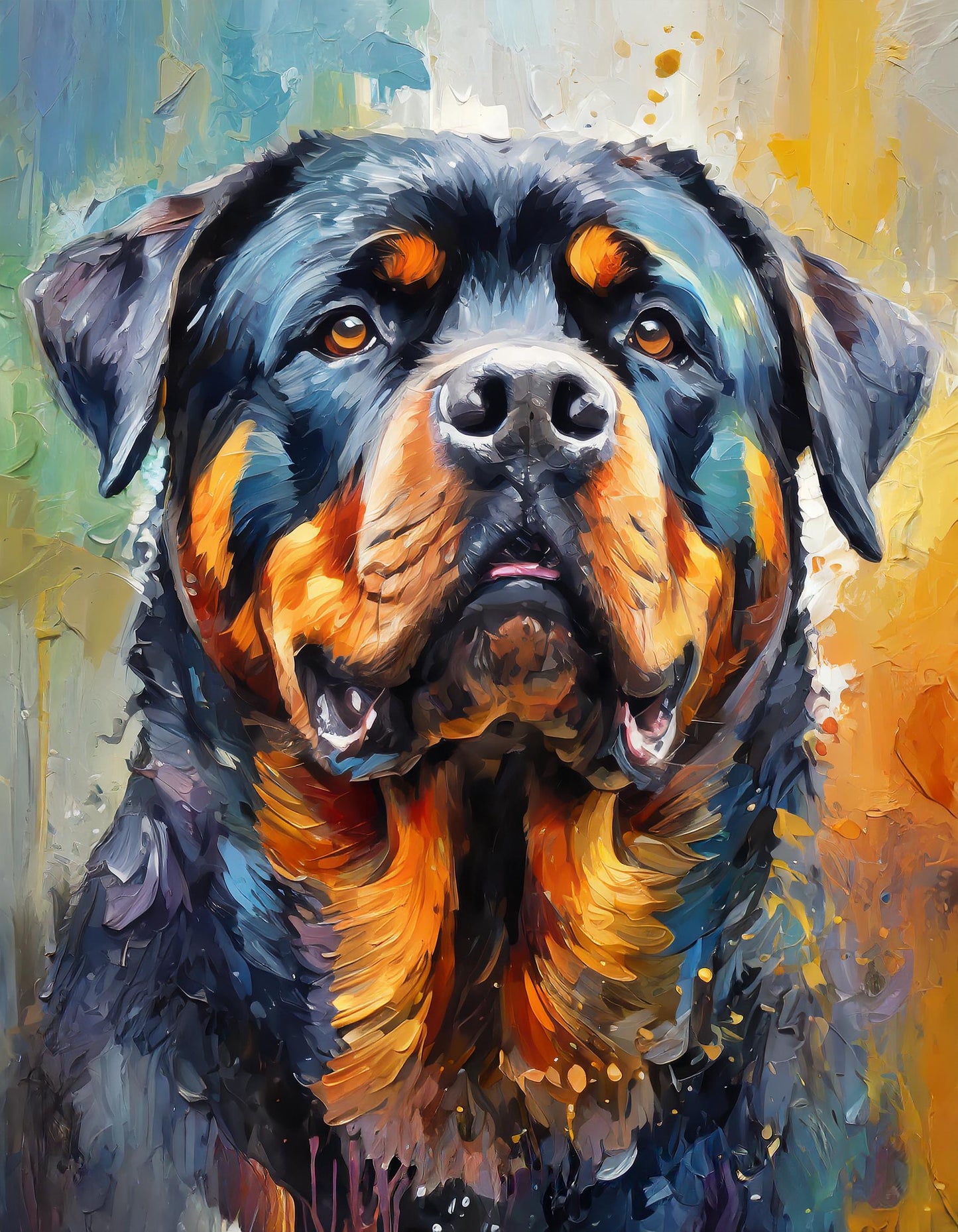 Framed Colourful Dog Print Light Wood & White Frame by Eiledon