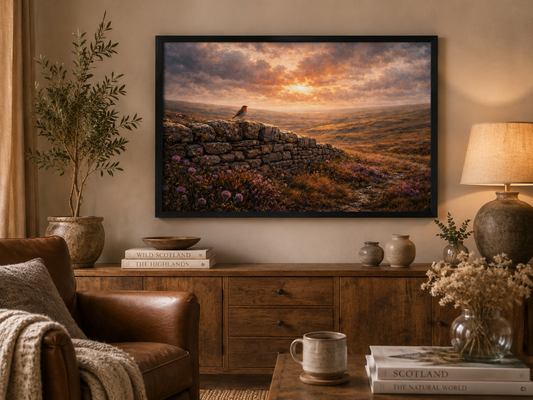 Still Paths β Robin | Scottish Landscape & Robin Art Print | A3 Framed or Print Only