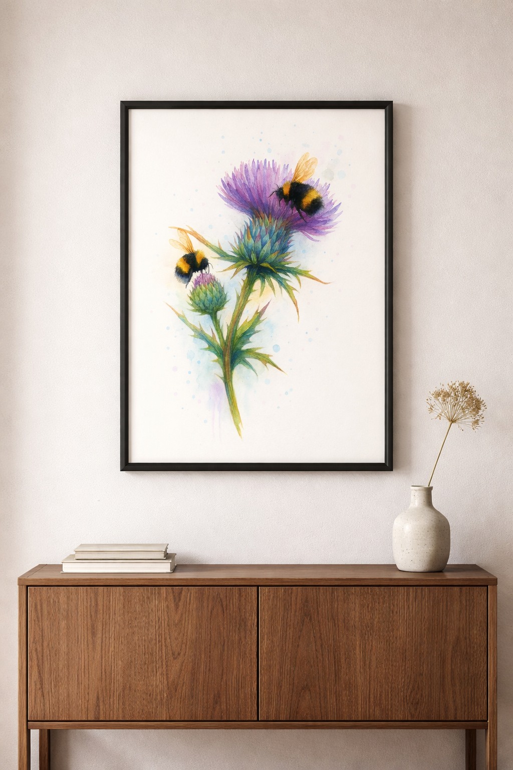 Thistle & Bumblebees – Art Print