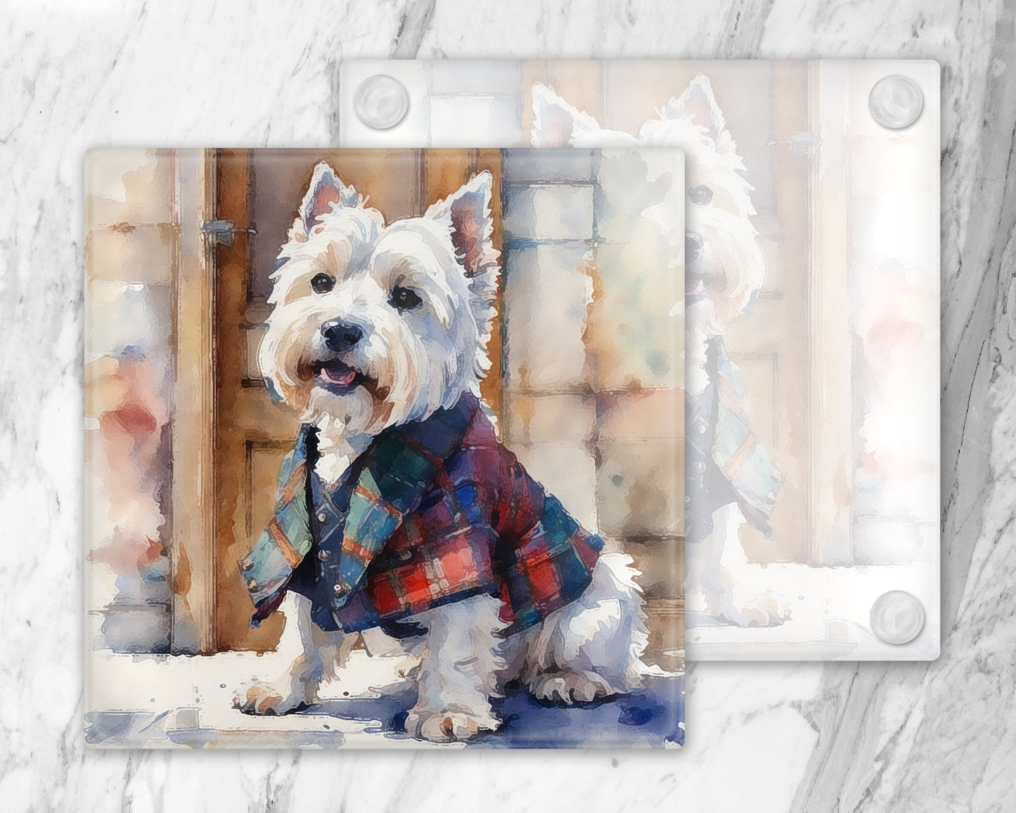 Bruce The Westie Glass Coasters