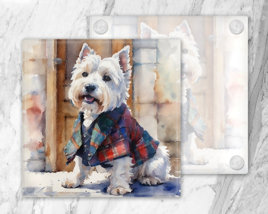 Bruce The Westie Glass Coasters