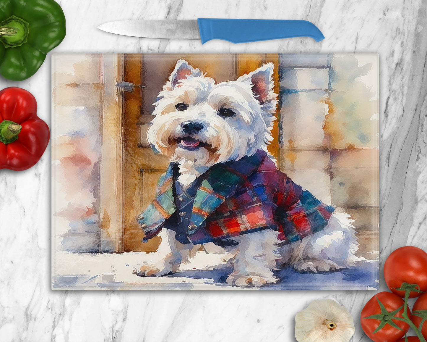 Bruce The Westie Glass Chopping Board