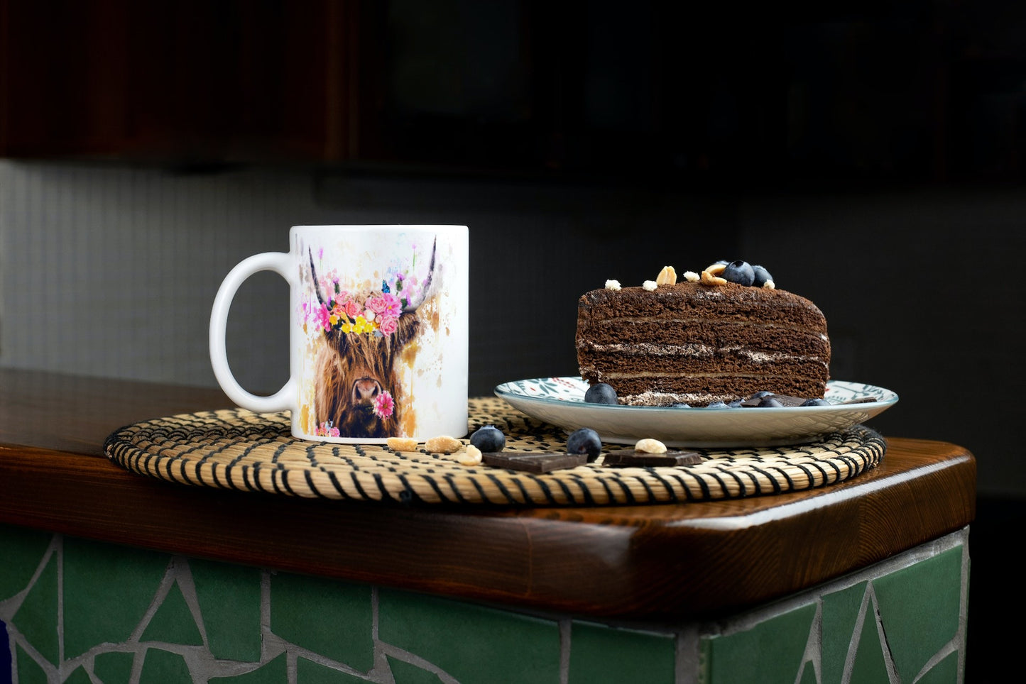 Flowers In Her Hair Highland Cow 11oz Ceramic Mug