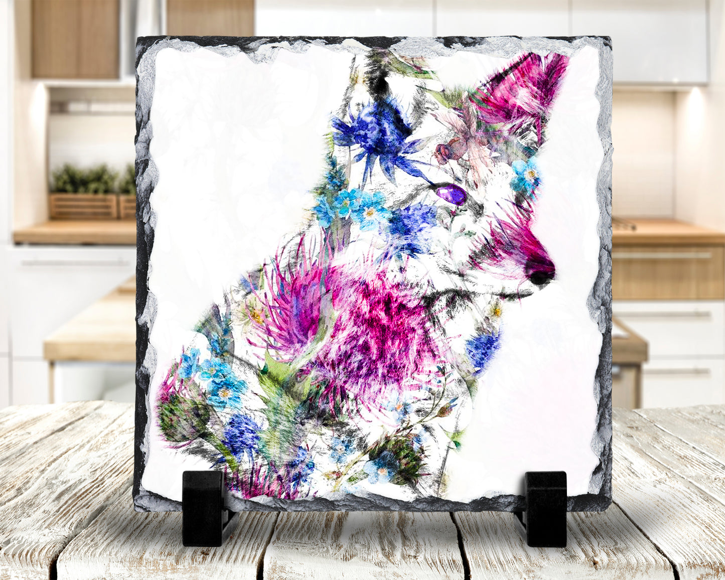 Fox Thistle Silhouette Rock Photo Slate, Decorative Slate, Pan Stand, Trivet, Worktop Saver, Scottish Gift, Made In Scotland