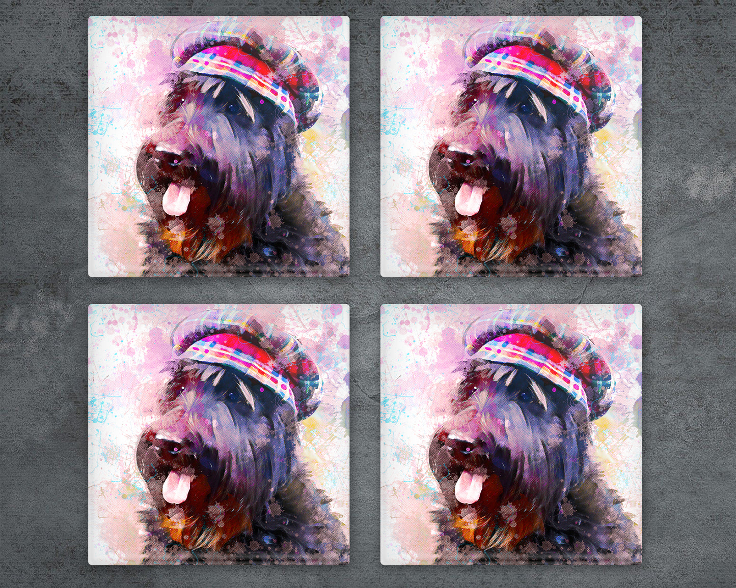 Highland Terrier Glass Coasters