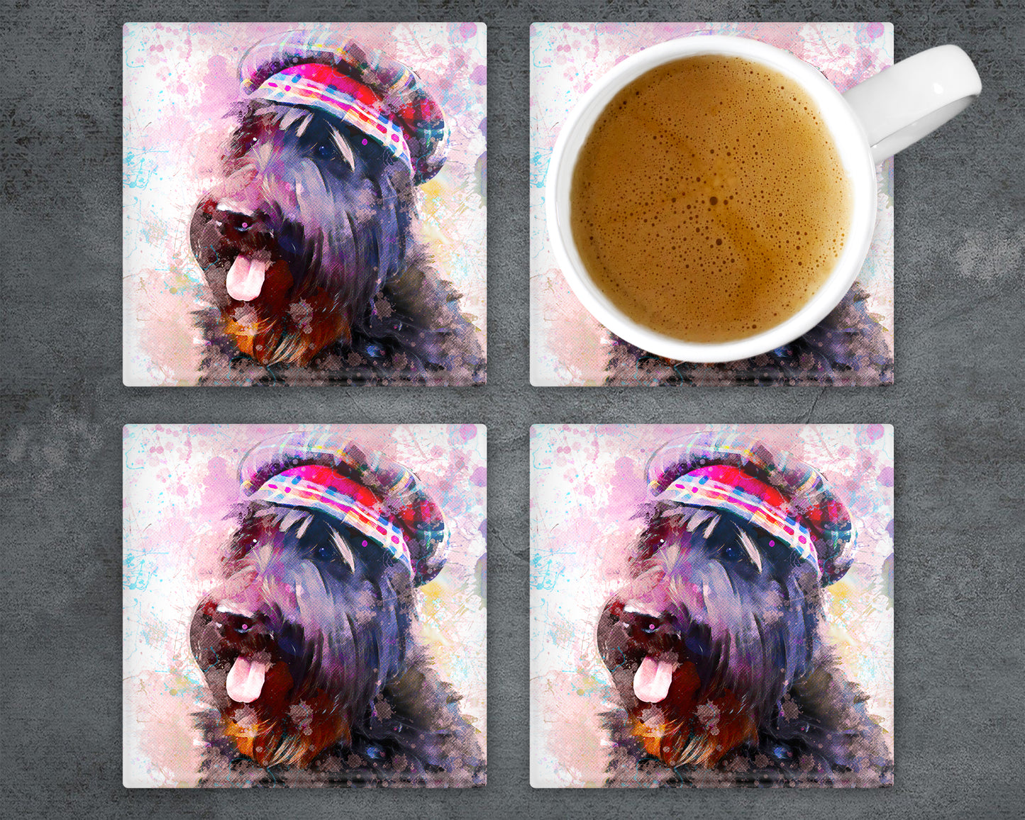 Highland Terrier Glass Coasters
