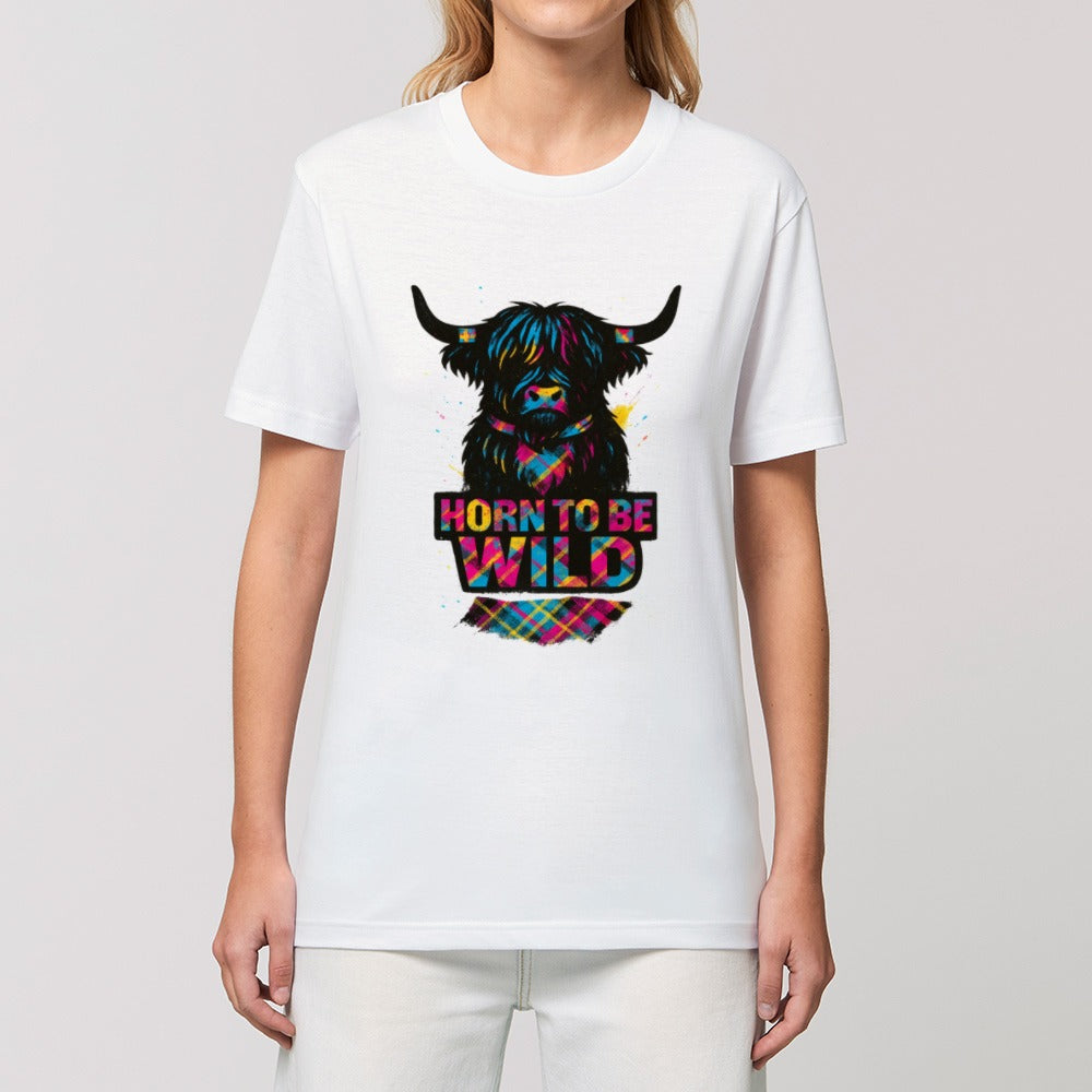 Horn to Be Wild Highland Cow Funny Scottish T-Shirt