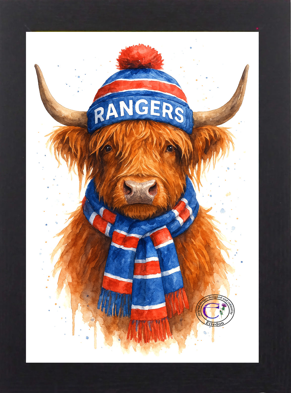 Highland Cow Wall Art Print – Framed Scottish Football Gift