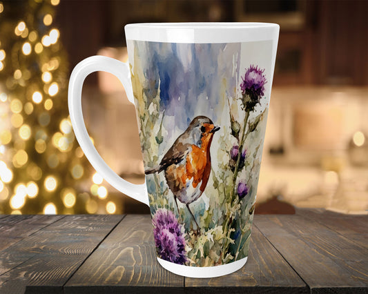 Robin and Thistles 17oz Skinny Latte Mug, Christmas Mug, Christmas Gift