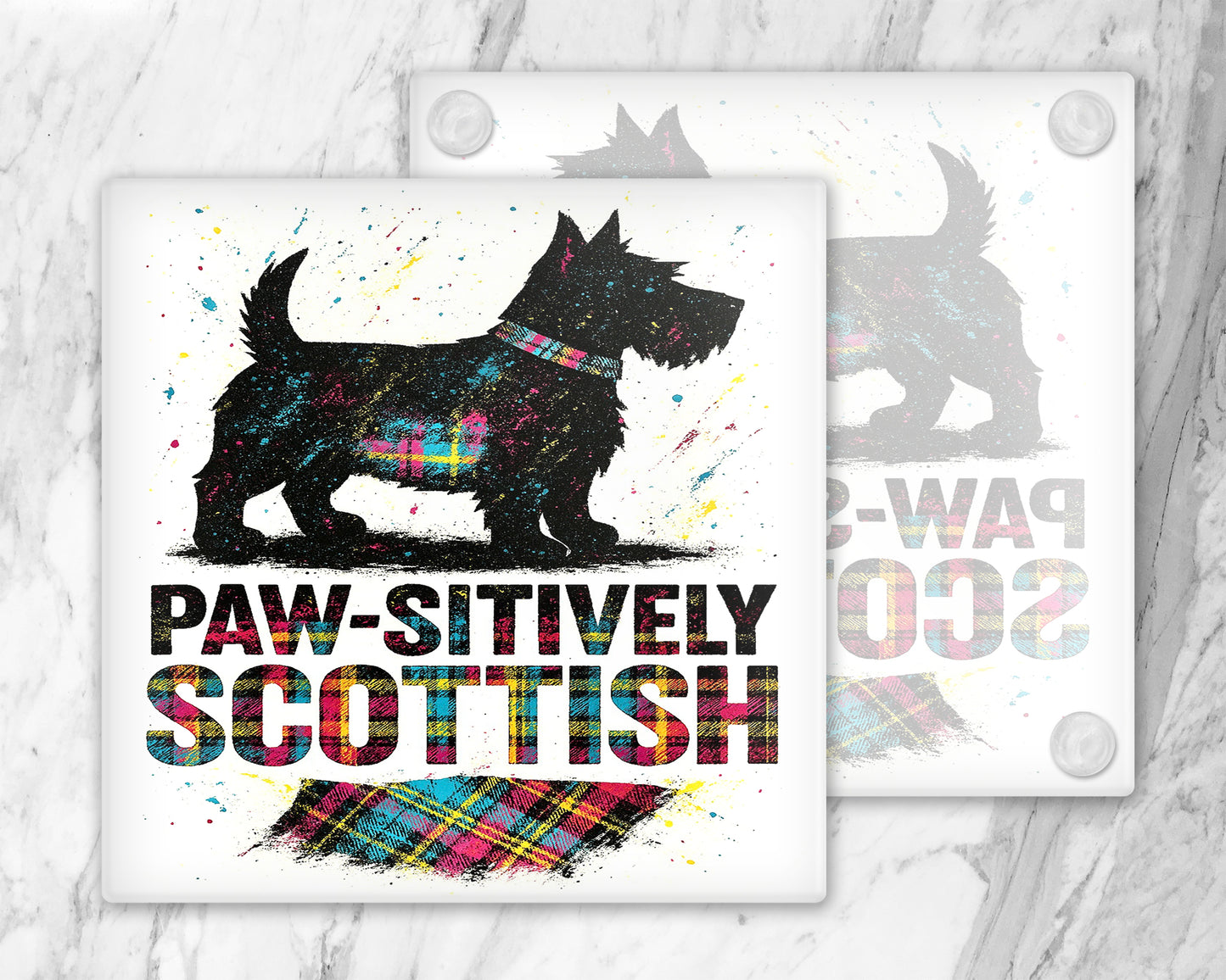 Colourful Scottish Pop Art Glass Coasters – Various Designs