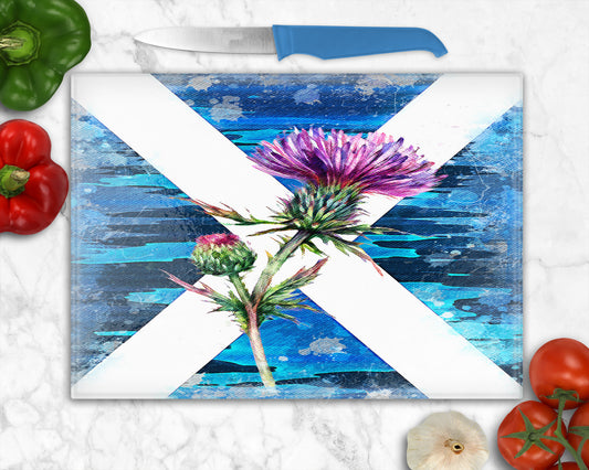 Saltire Thistle Glass Chopping Board, Worktop Saver