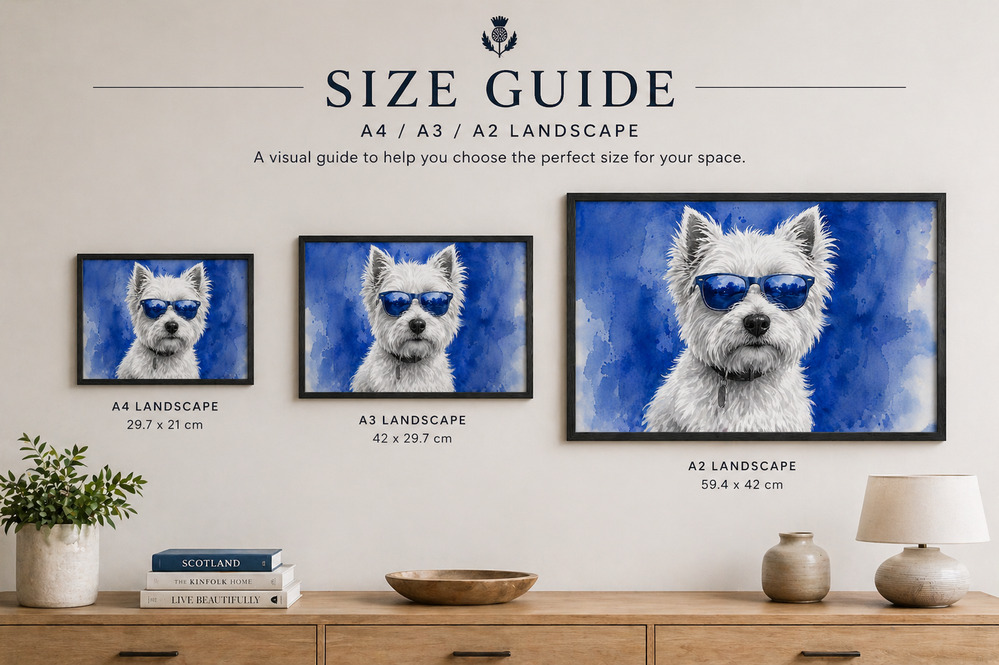 Westie Wall Art | Scottish Dog Watercolour Print | Shades of Scotland | Eiledon