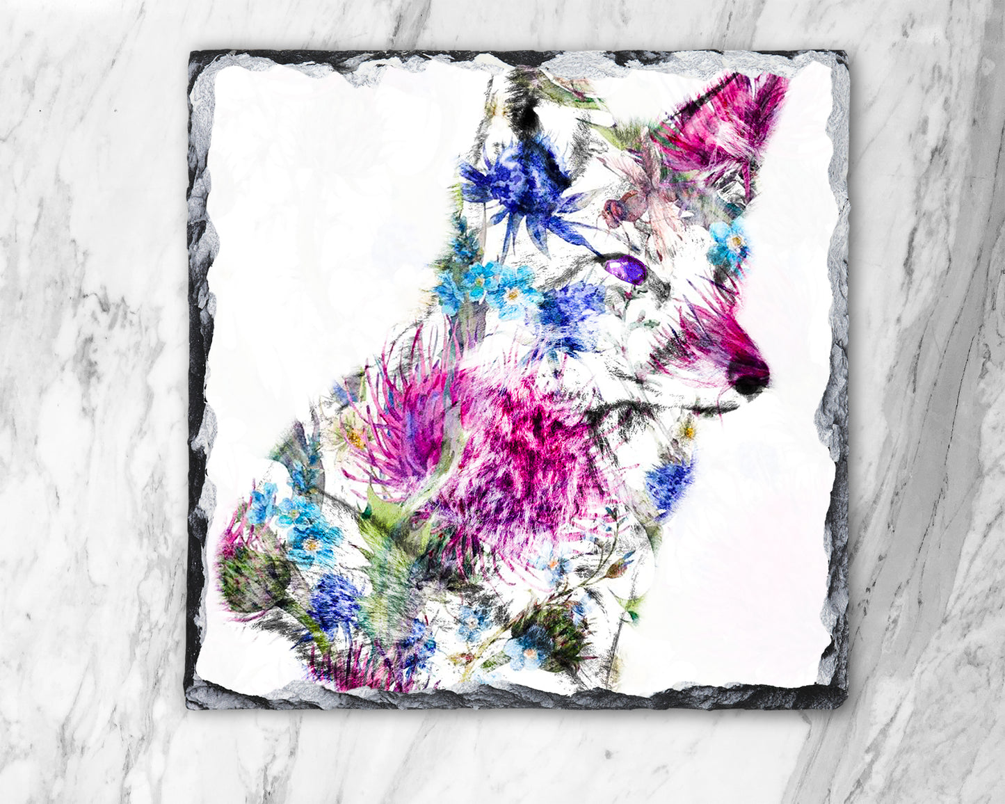 Fox Thistle Silhouette Rock Photo Slate, Decorative Slate, Pan Stand, Trivet, Worktop Saver, Scottish Gift, Made In Scotland