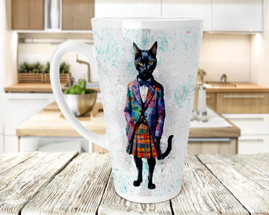 Tartan Cat 17oz Skinny Latte Coffee Mug