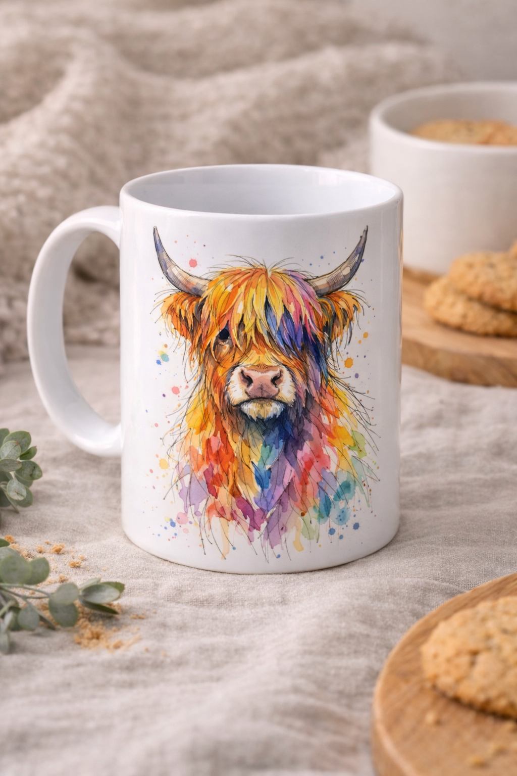 Ink & Wild Highland Cow – Watercolour Art Mug