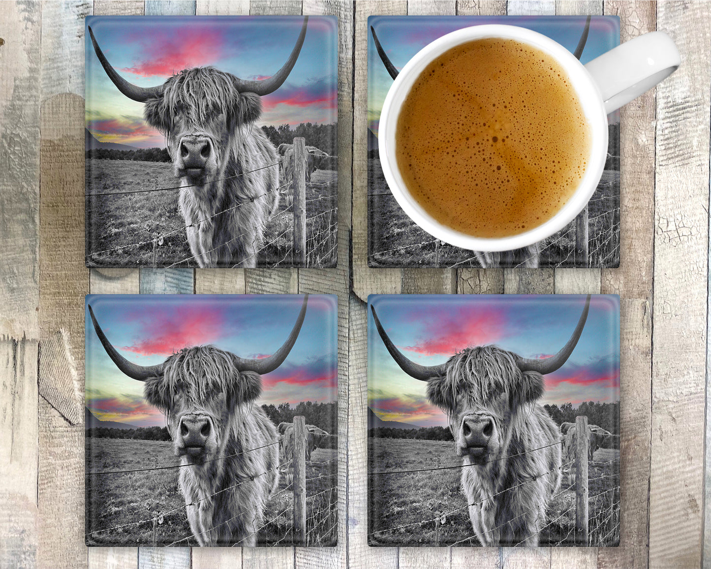 Highland Cow Glass Coaster, Drinks Holder, Colourful Coo's, Scotland, Scottish Gift, Highland Cow Gift