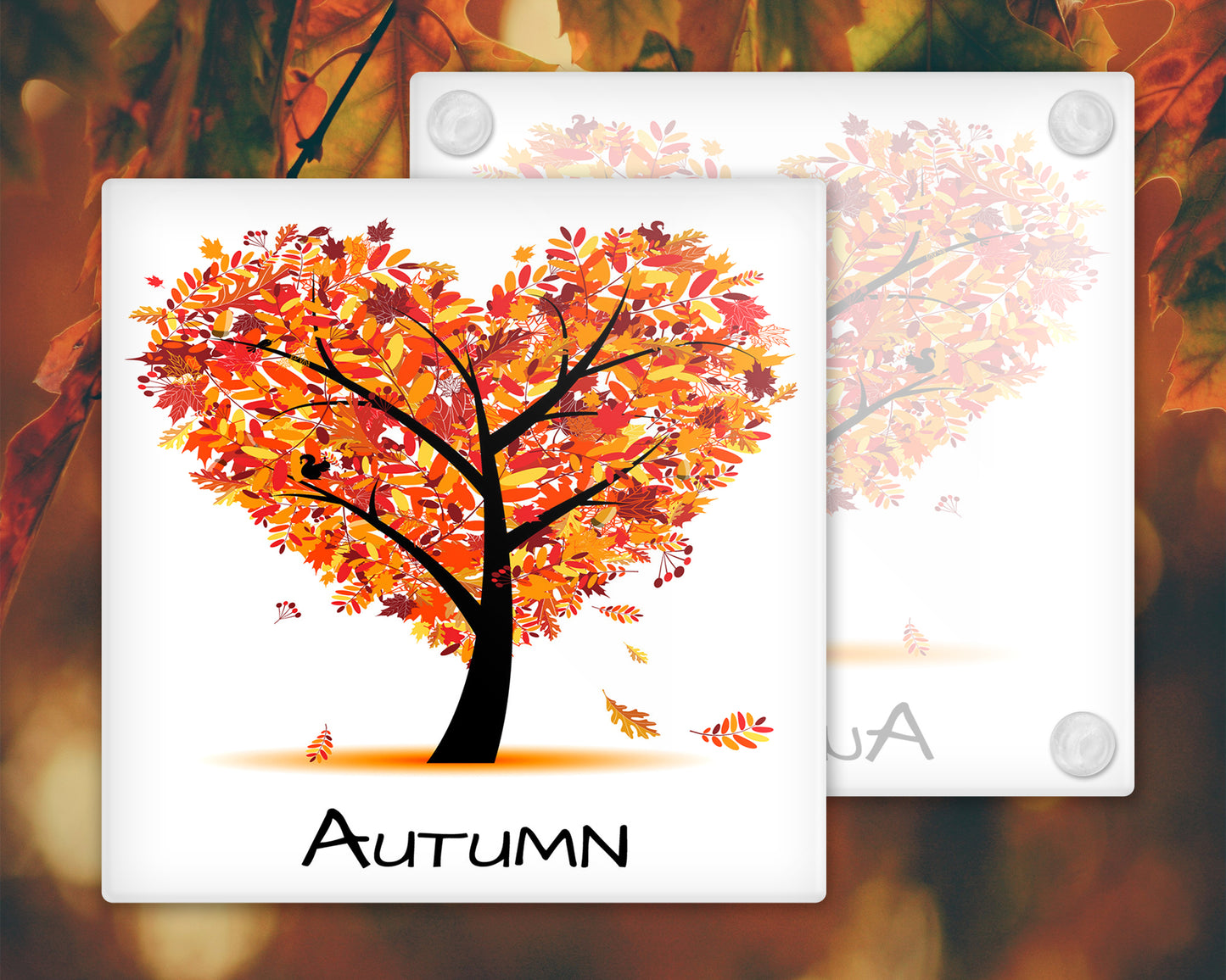 Four Seasons Glass Coaster Drinks Holder, Winter, Spring, Summer, Autumn, Four Seasons Coaster, Four Seasons, Kitchen Decor