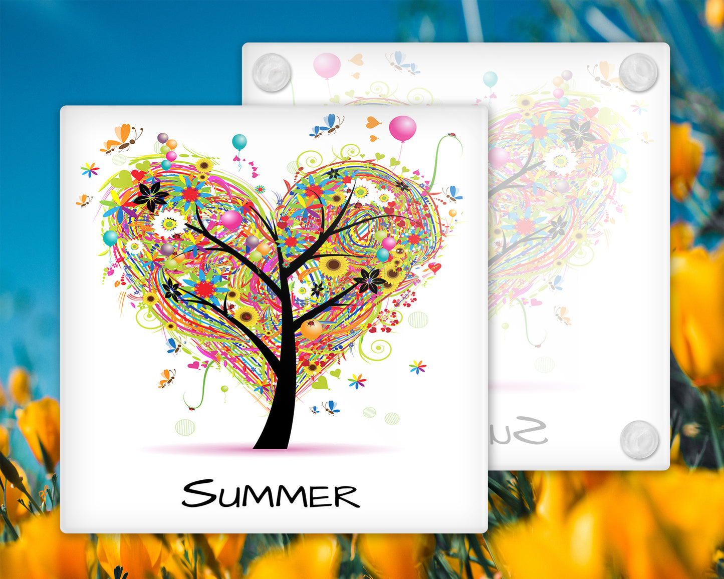 Four Seasons Glass Coaster Drinks Holder, Winter, Spring, Summer, Autumn, Four Seasons Coaster, Four Seasons, Kitchen Decor