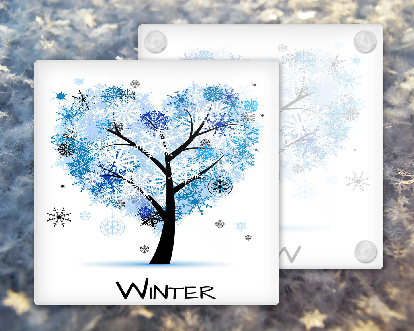 Four Seasons Glass Coaster Drinks Holder, Winter, Spring, Summer, Autumn, Four Seasons Coaster, Four Seasons, Kitchen Decor
