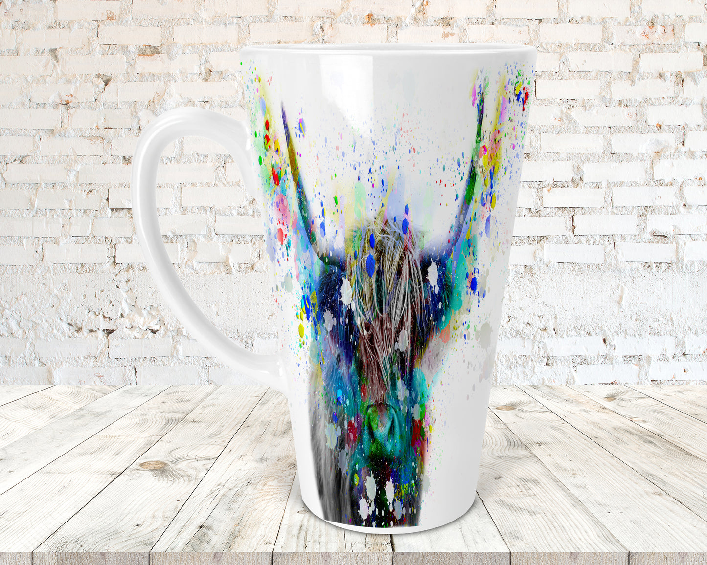 Bubble Highland Cow 17oz Skinny Latte Coffee Mug