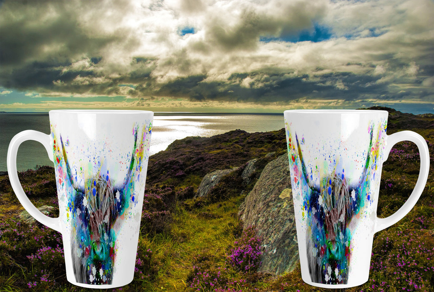 Bubble Highland Cow 17oz Skinny Latte Coffee Mug
