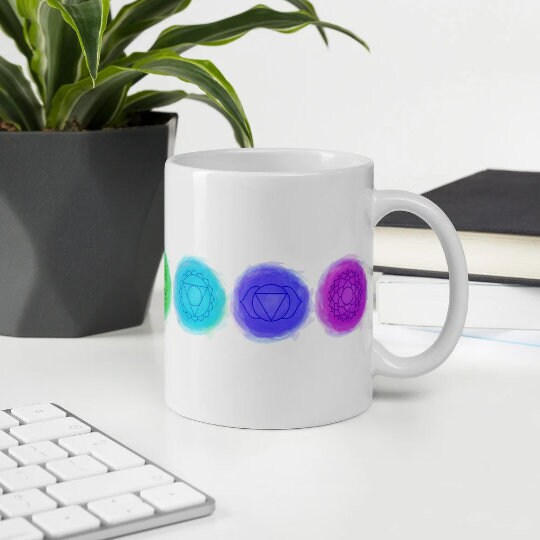 Seven Chakras Mug , Chakra Cup, Chakra Coffee Mug, Chakra tea cup, religious cup, meditation mug, hippy room mug, yoga room mug