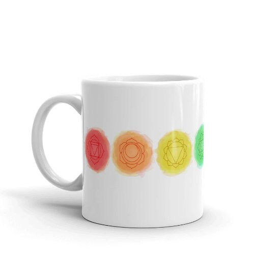 Seven Chakras Mug , Chakra Cup, Chakra Coffee Mug, Chakra tea cup, religious cup, meditation mug, hippy room mug, yoga room mug