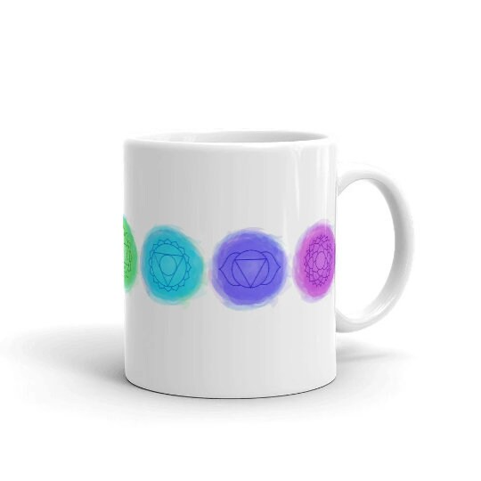 Seven Chakras Mug , Chakra Cup, Chakra Coffee Mug, Chakra tea cup, religious cup, meditation mug, hippy room mug, yoga room mug