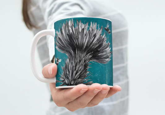 Brightly Coloured Thistle and Bee Tea Coffee Ceramic Mug, Bee Mug, Thistle Mug, Scottish Mug, Bee Lovers Gift, Buzzy Bees Mug, Bee Lovers