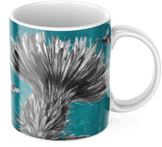Brightly Coloured Thistle and Bee Tea Coffee Ceramic Mug, Bee Mug, Thistle Mug, Scottish Mug, Bee Lovers Gift, Buzzy Bees Mug, Bee Lovers
