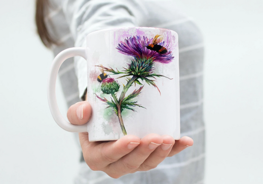 Thistle and Bee Tea Coffee 11oz Ceramic Mug