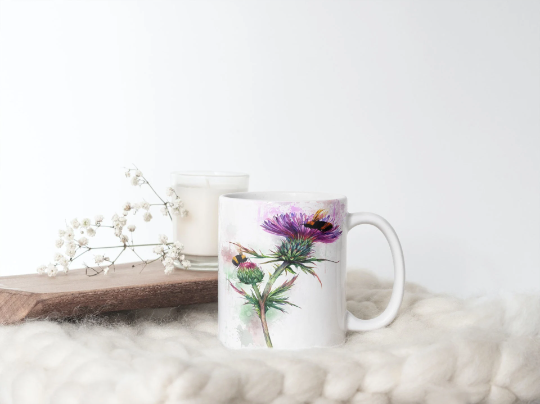 Thistle and Bee Tea Coffee 11oz Ceramic Mug