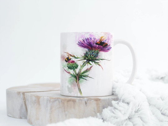 Thistle and Bee Tea Coffee 11oz Ceramic Mug