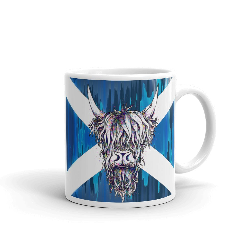 Saltire Abstract Highland Cow Ceramic Mug