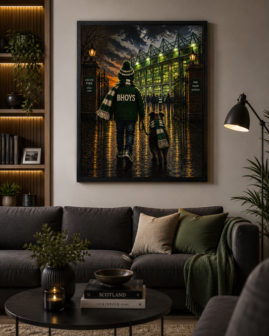 Matchday Memories – Celtic | Celtic Park Football Print | A4 & A3 Framed Wall Art | A2, A3 & A4 Print | Eiledon