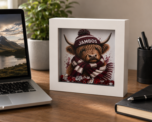 Jambos Hearts  Football Keepsake Box | Hearts Highland Cow Gift | Handmade Scottish Memory Box | Eiledon