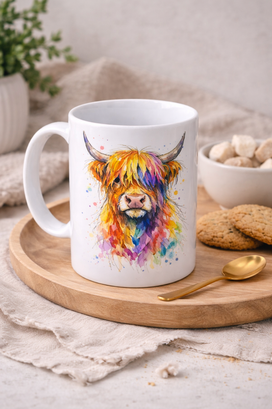 Ink & Wild Highland Cow – Watercolour Art Mug