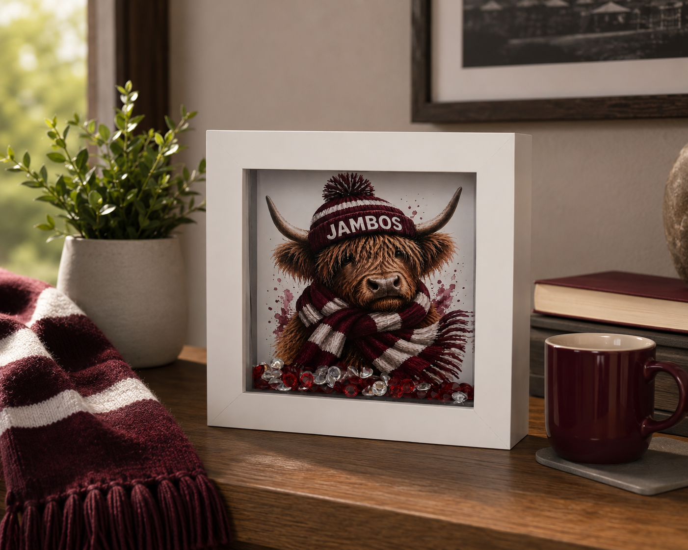 Jambos Hearts  Football Keepsake Box | Hearts Highland Cow Gift | Handmade Scottish Memory Box | Eiledon