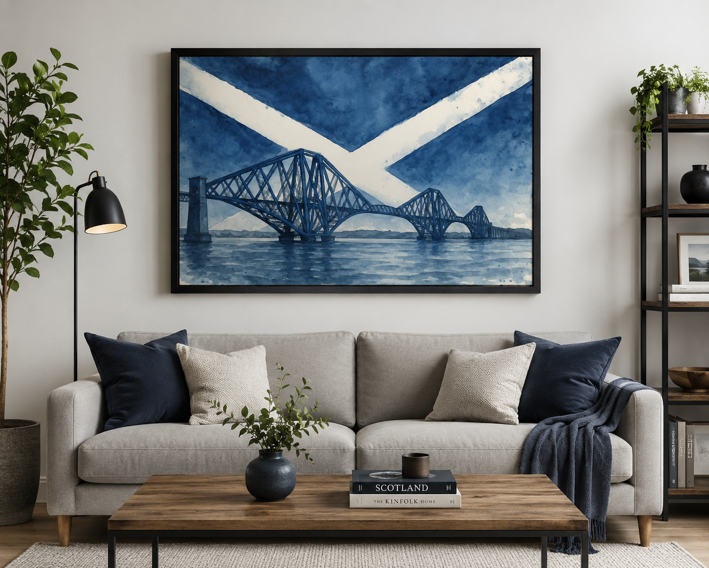 Under A Saltire Sky – Forth Bridge | Scottish Watercolour Art Print & Framed Wall Art
