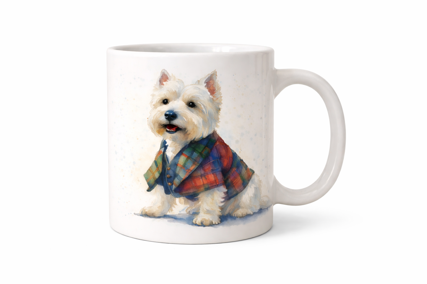 West Highland Terrier Mug – Scottish Westie in Tartan | 11oz Ceramic Mug