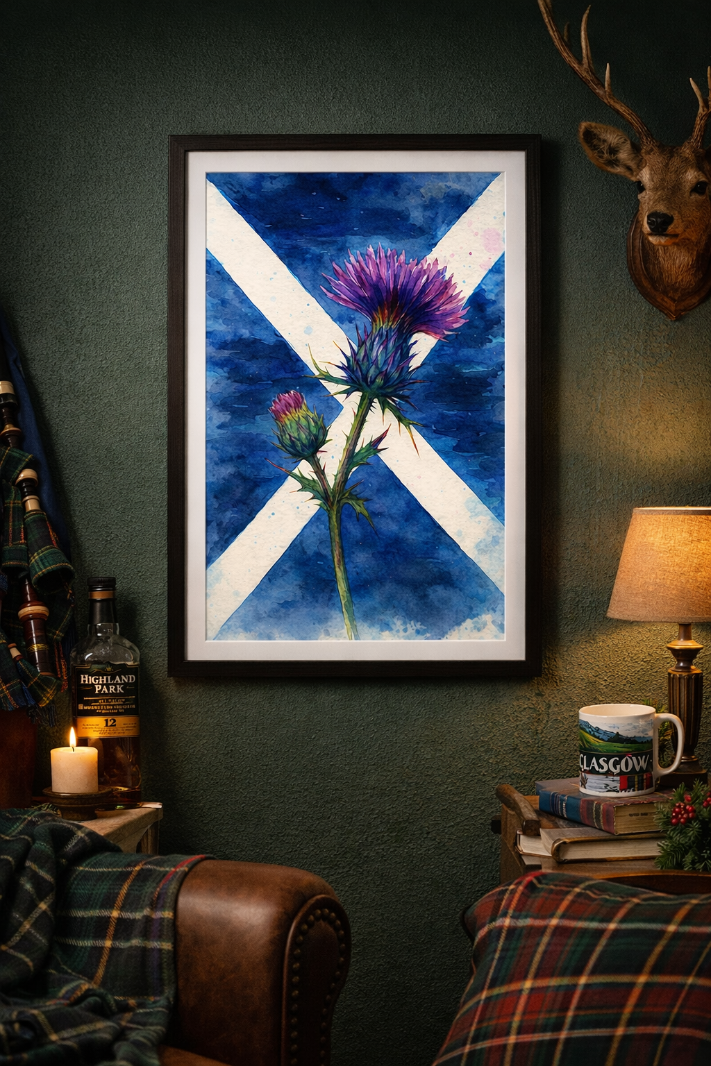 Saltire Thistle A3 Wall Art print