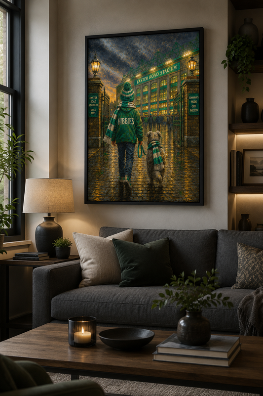 Matchday Memories – Hibernian | Easter Road Football Print | A4 & A3 Framed Wall Art | A2, A3 & A4 Print | Eiledon