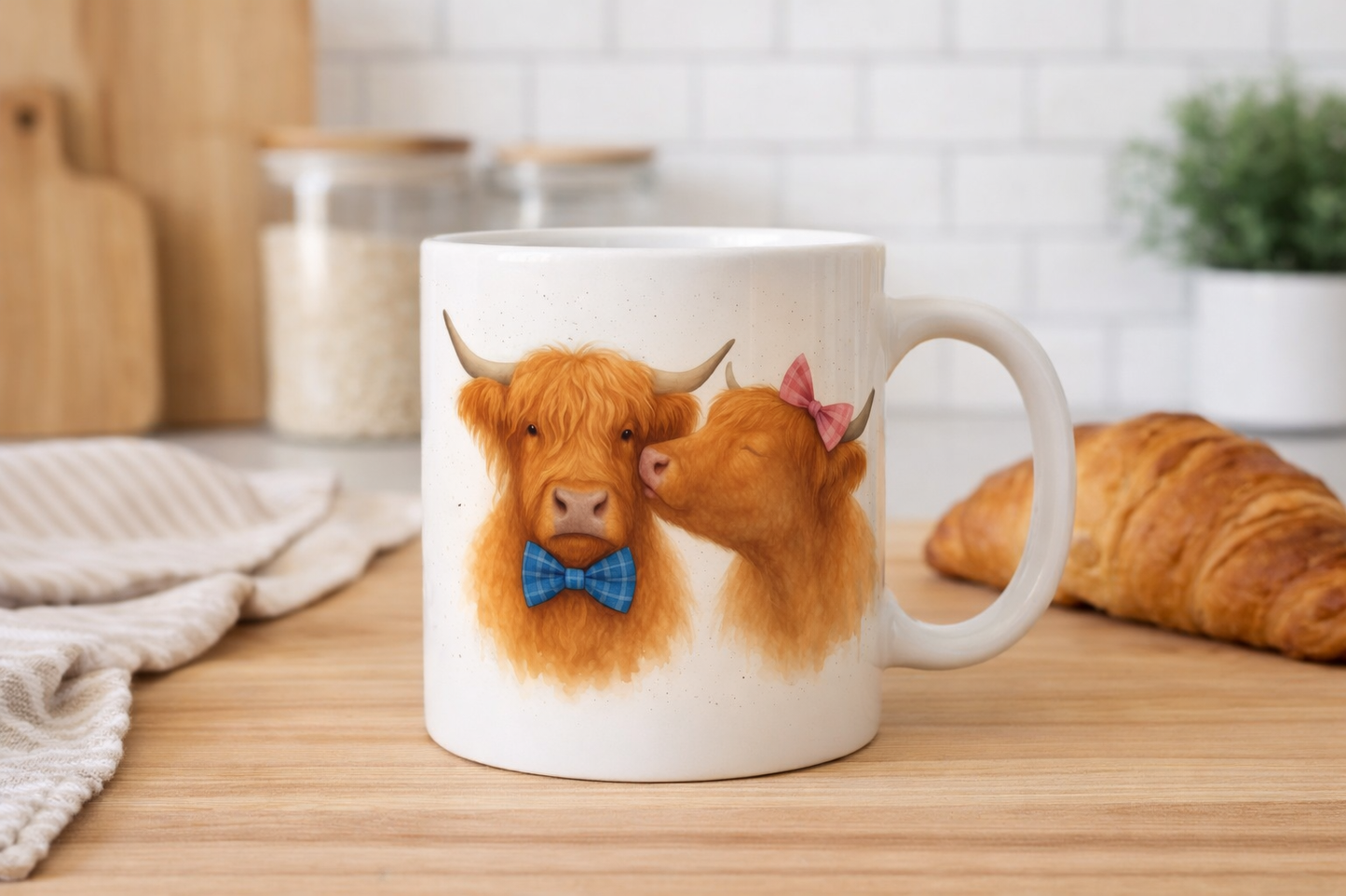 Kissing Cows Mug – Highland Cow Love Design | 11oz Ceramic Mug