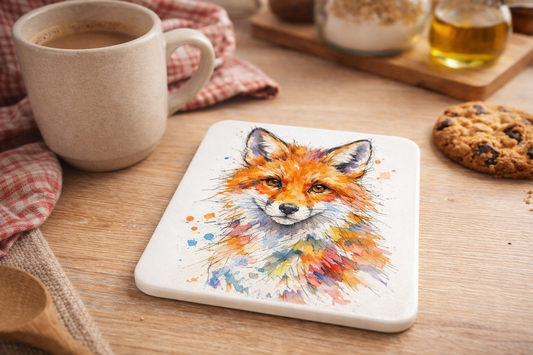 Ink & Wild Fox Ceramic Coasters – Set of 4