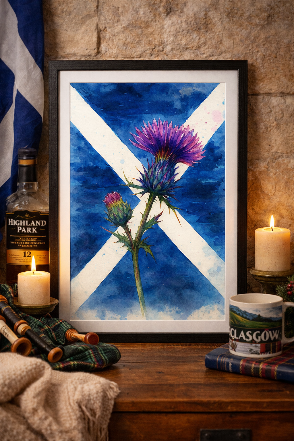 Saltire Thistle A3 Wall Art print