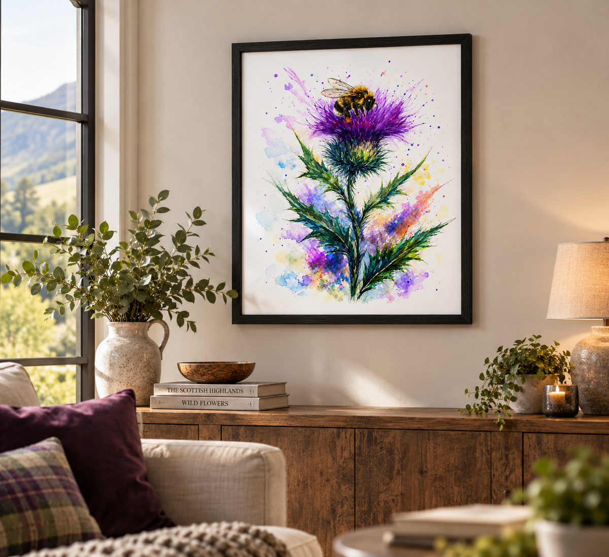 Thistle & Bumblebees – Art Print