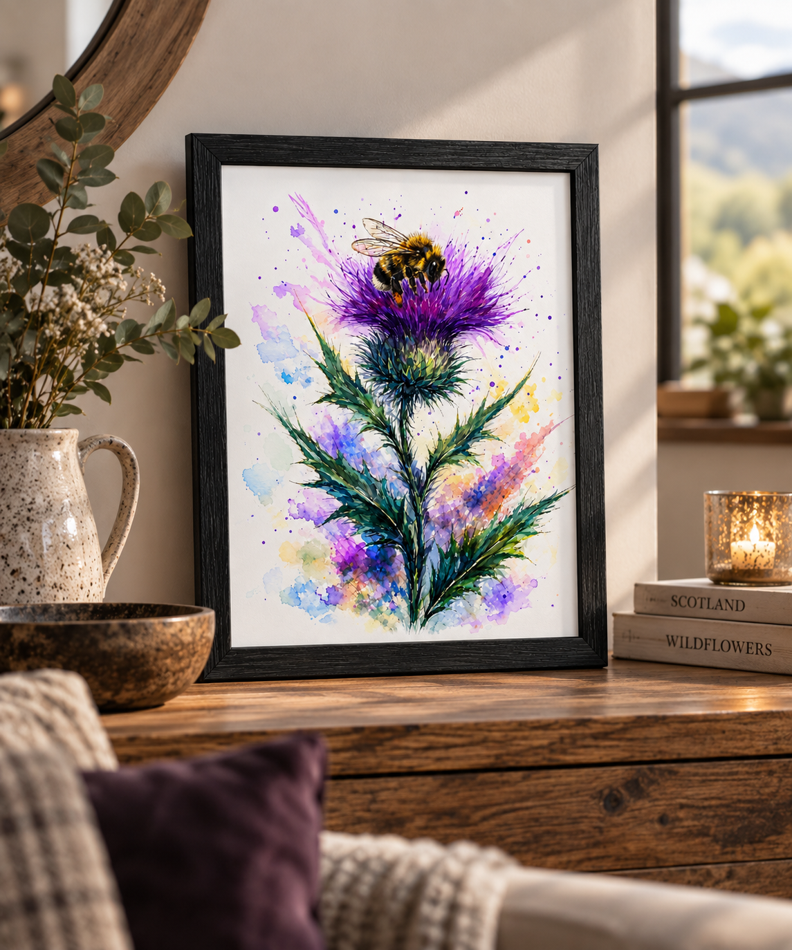 Thistle & Bumblebees – Art Print