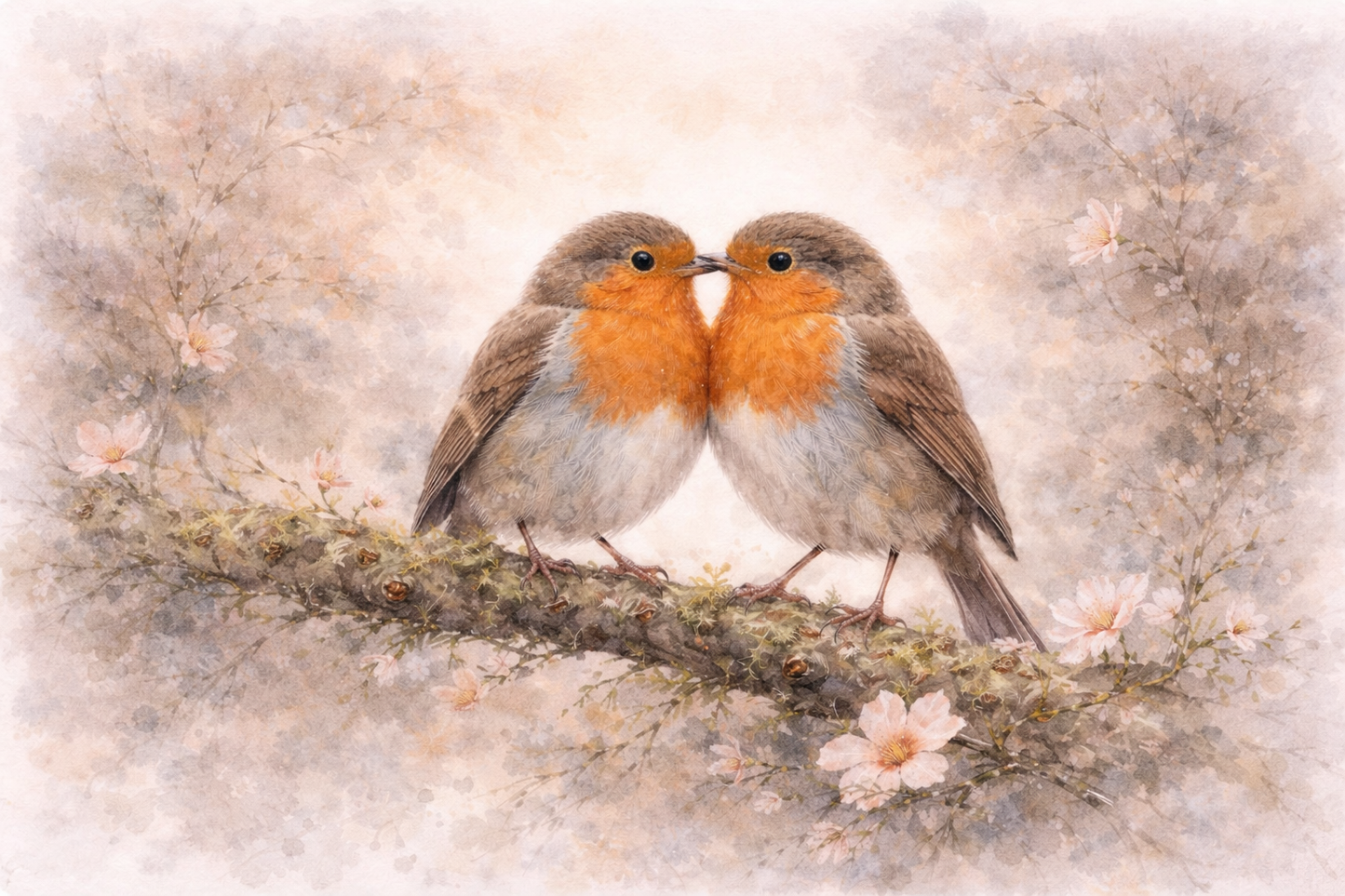 Whispers of the Wild – Robin Pair  Watercolour Art Print