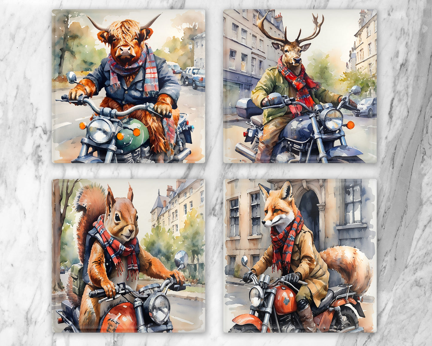 Scottish Born To Be Wild Life Glass Coasters