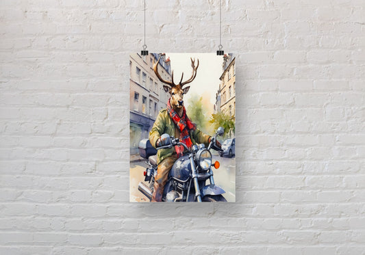 Born to be Wild Stag  A3 Wall Art print